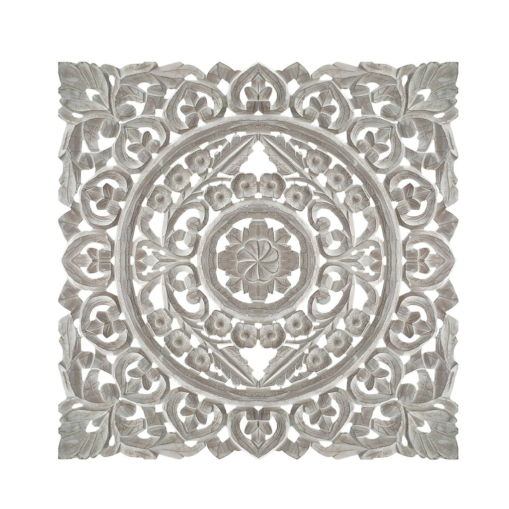 White Distressed Square Wooden Wall Panel R927