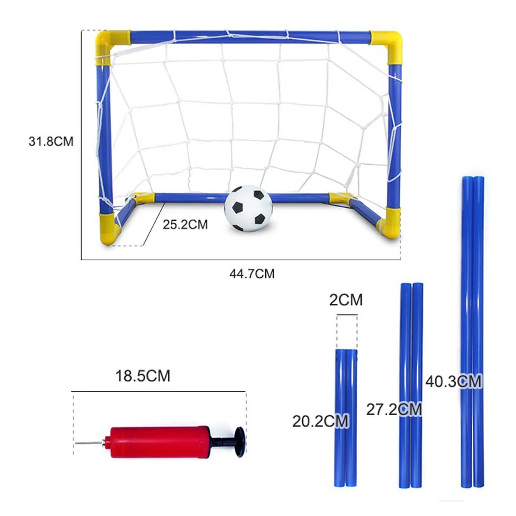 Folding Mini Soccer Goal Post Net Set with Pump Plastic W762