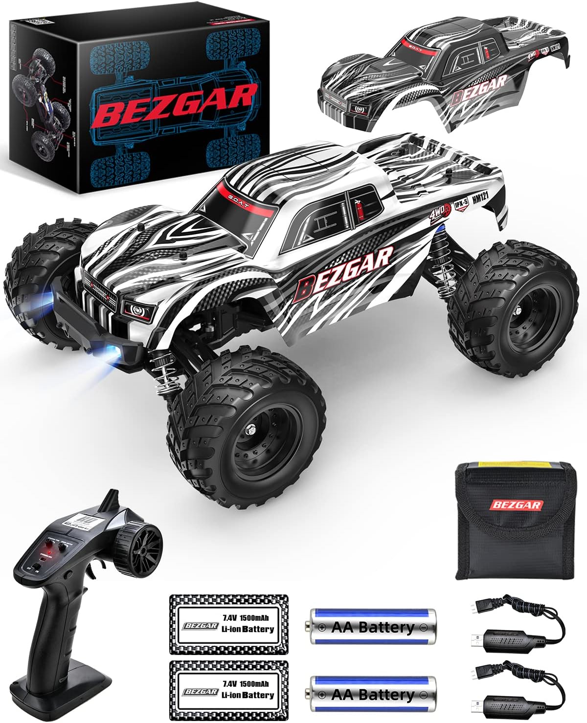 1:12 Scale 4x4 Offroad Remote Control Truck with 2 Rechargeable Batteries S326
