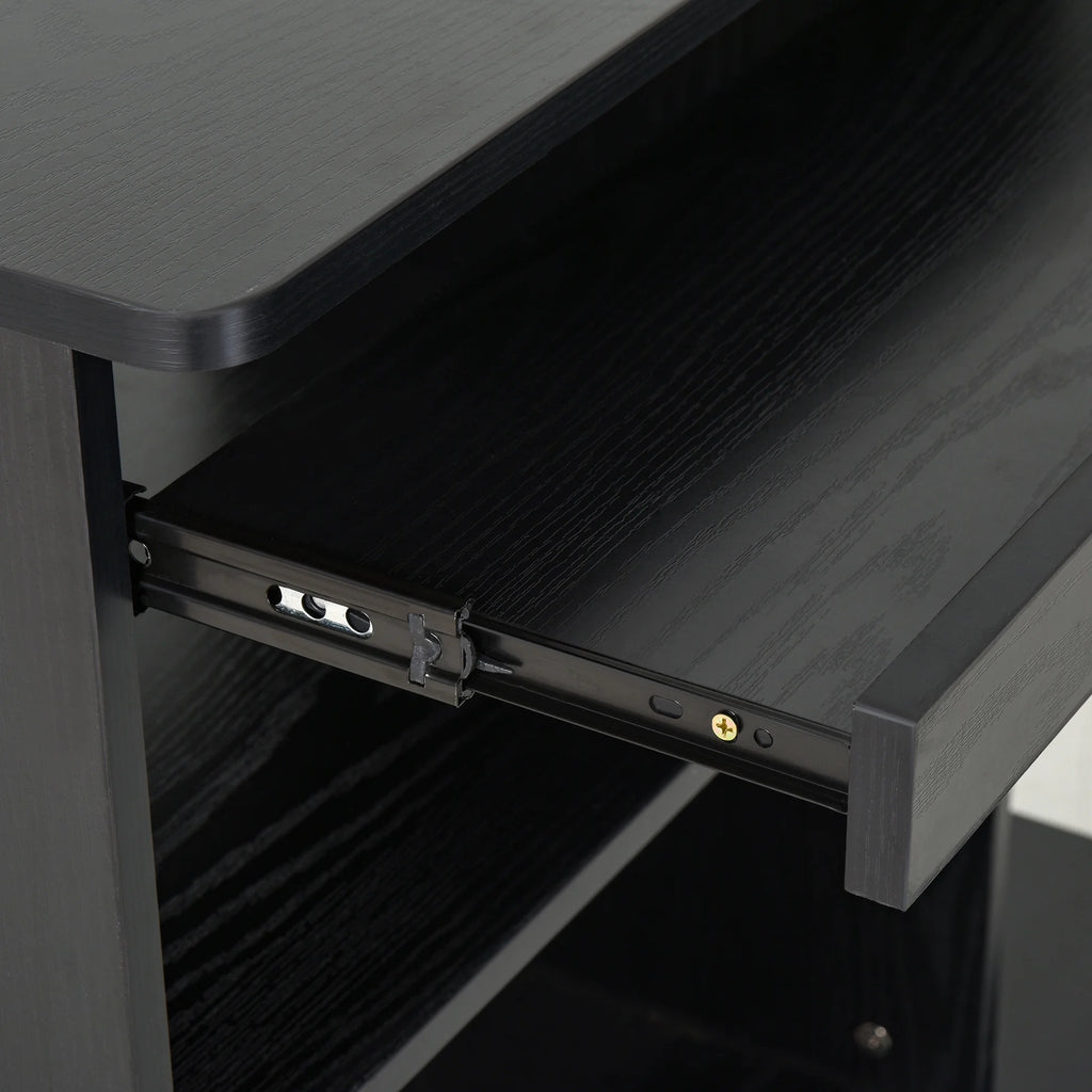 Black Mobile Computer Desk with Keyboard Tray Q215