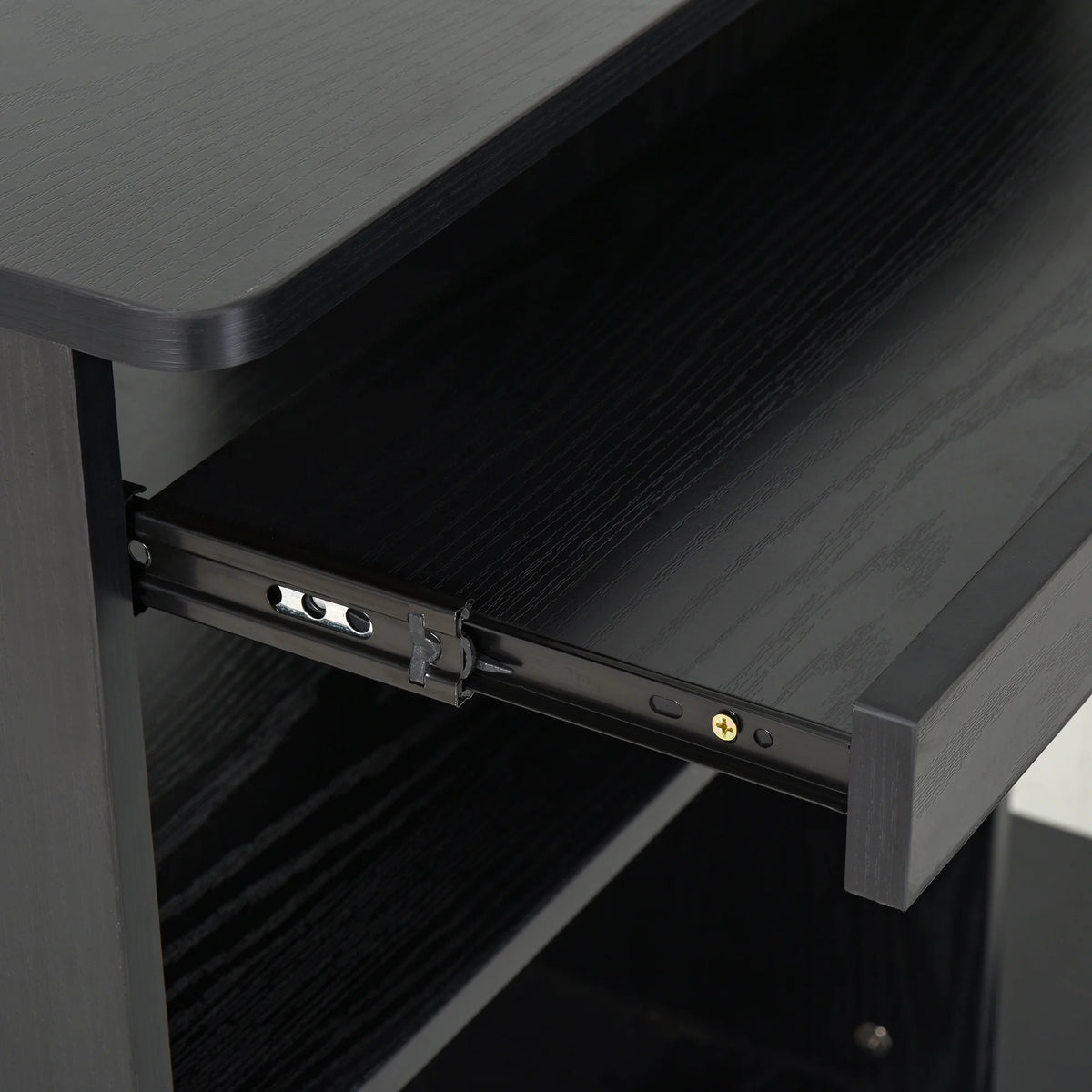 Black Mobile Computer Desk with Keyboard Tray Q215
