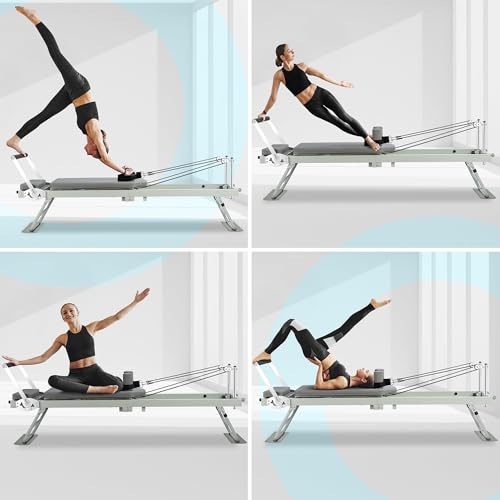 78" Foldable Pilates Reformer Machine with Dual Resistance Springs and Cords P3687