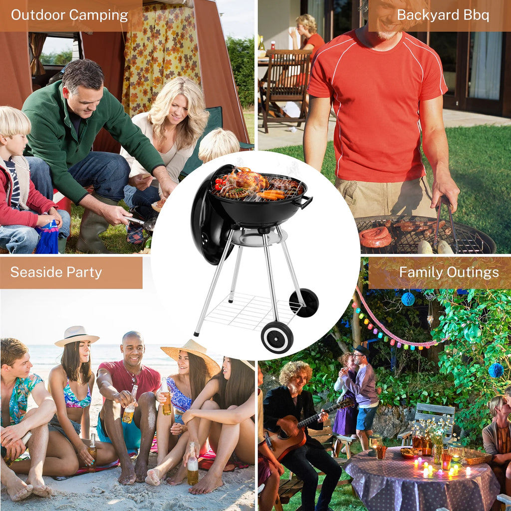 18 Inch Portable Charcoal Grill with Wheels H5124