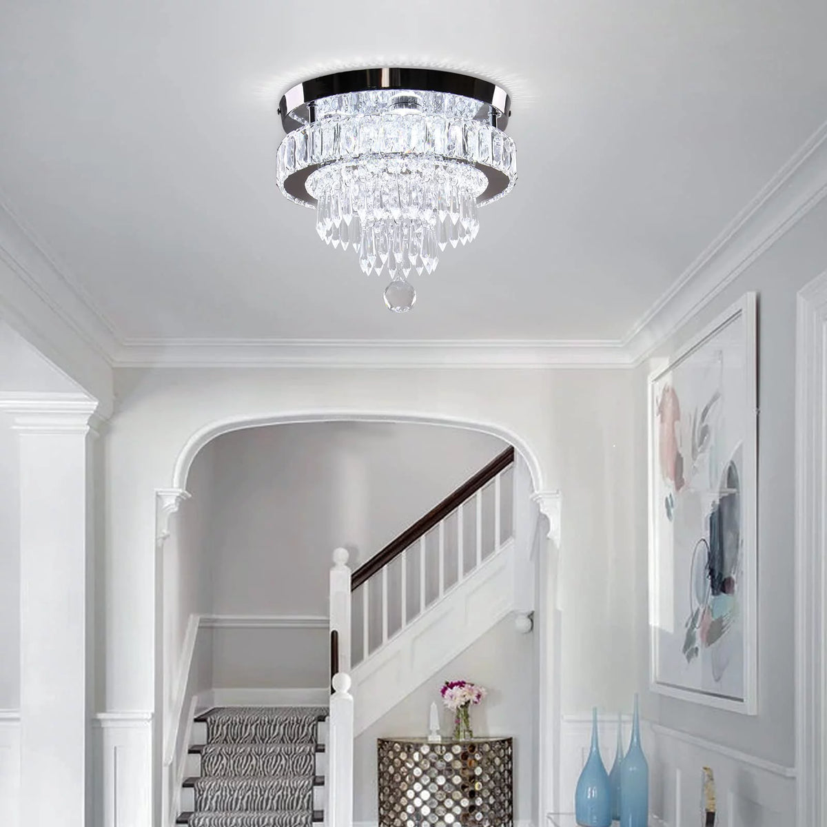 11.8" Crystal Flush Mount Ceiling Light T251100