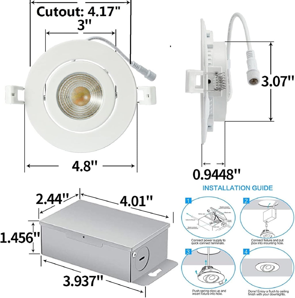 Smart Recessed Lighting 4 inch, Adjustable Eyeball Downlight, 9W, 2 Pack C5907