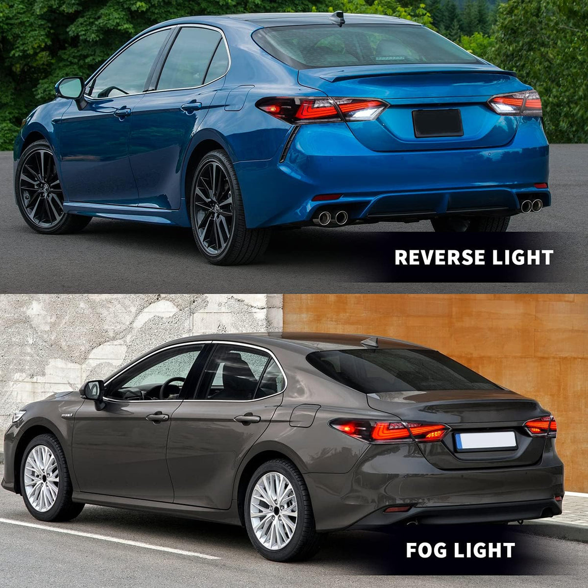 Full LED Tail Lights Assembly for Toyota Camry 2018-2021, Sequential Turn Signal, Transparent, Pair F975346