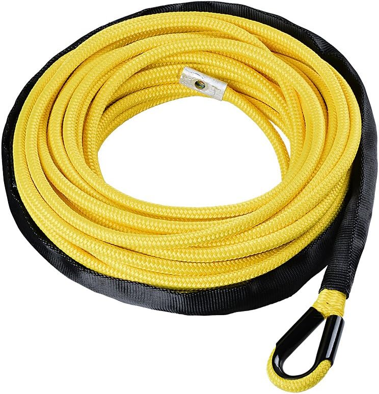 85ft x 3/8 inch Synthetic Winch Line Rope with Heat Rock Guard E982