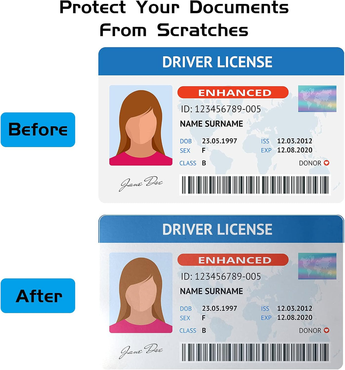 30 Pieces Clear Self Stick ID Card Protective Overlay, 2.05 x 3.3 Inch M746