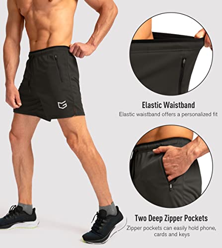 Men's Running Shorts with Zipper Pockets Quick Dry 5" Shorts W78845