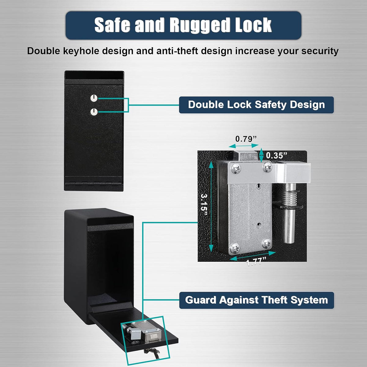 Dual Key Lock Anti-theft Drop Slot Steel Safe Matte Black F5185
