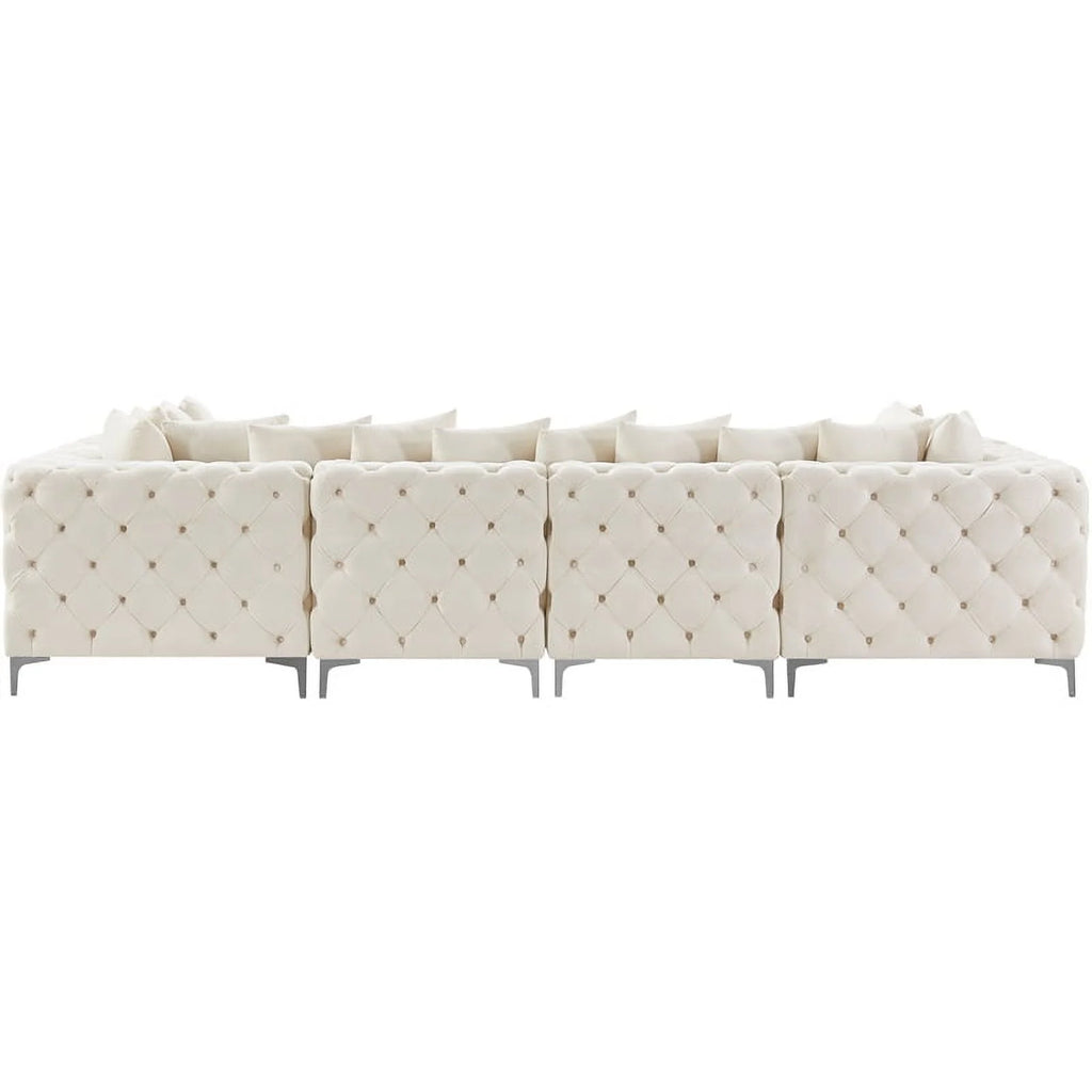 Cream Velvet Modular Sectional Y595