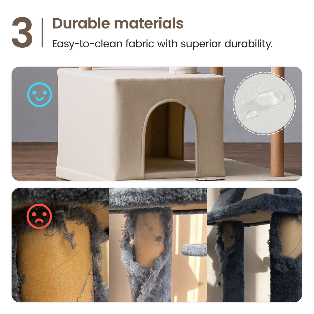 Beige Multi-Level Wood Cat Tree with 2 Condos and Perch E934528