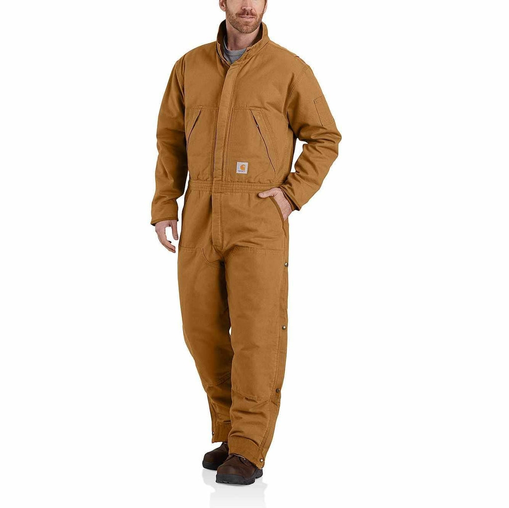 Brown Loose Fit Washed Duck Insulated Coverall F750882