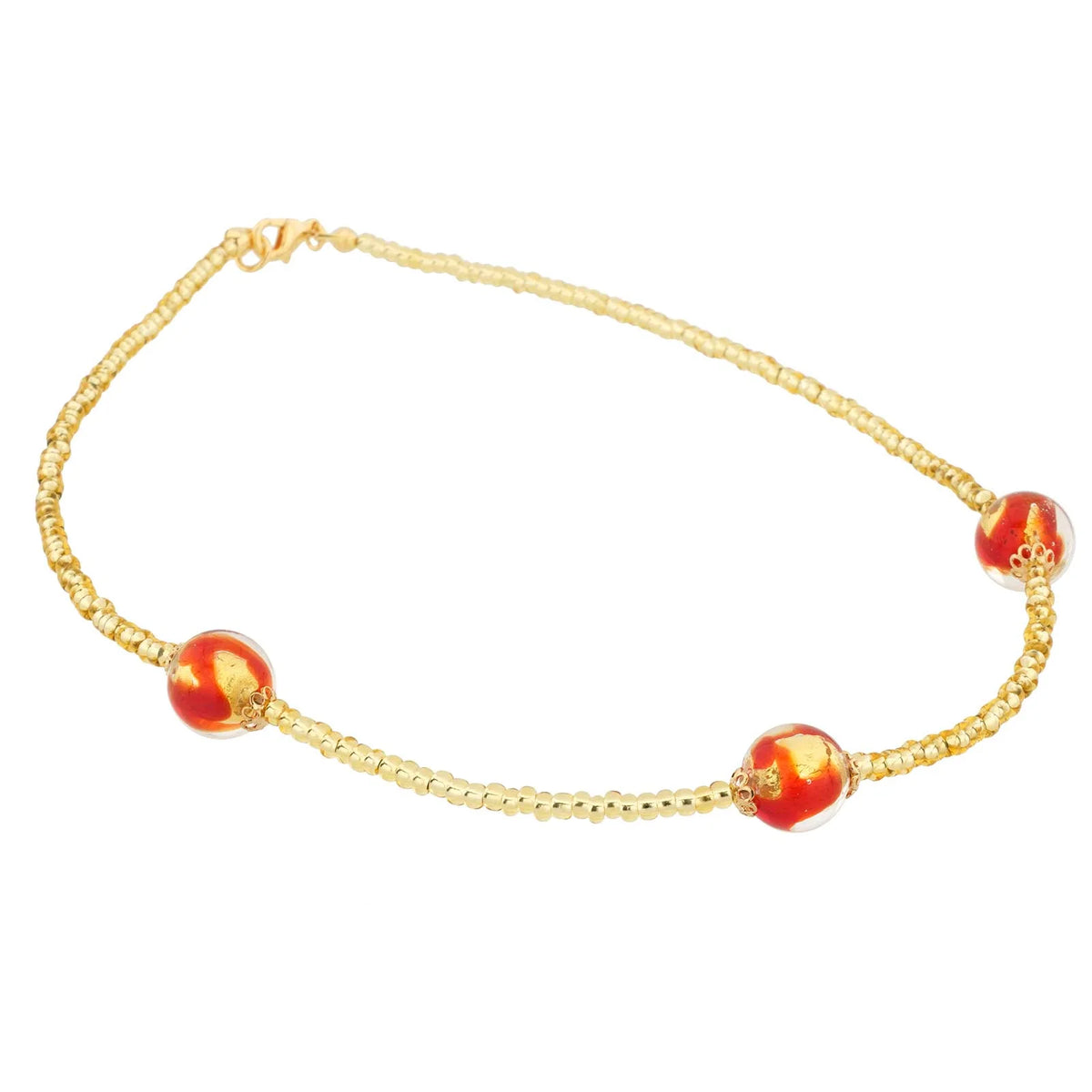Murano Glass Royal Red Balls Necklace V58413