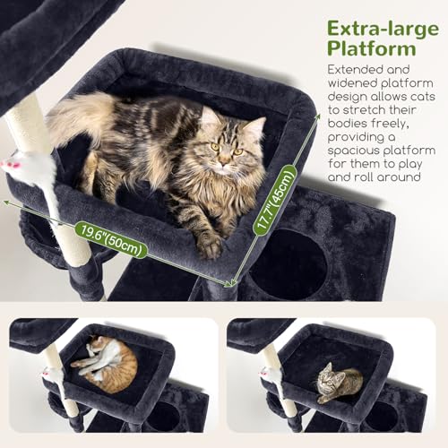 81-inch Tall Dark Grey Cat Tower with 3 Cat Condos and 8 Scratching Posts T31793