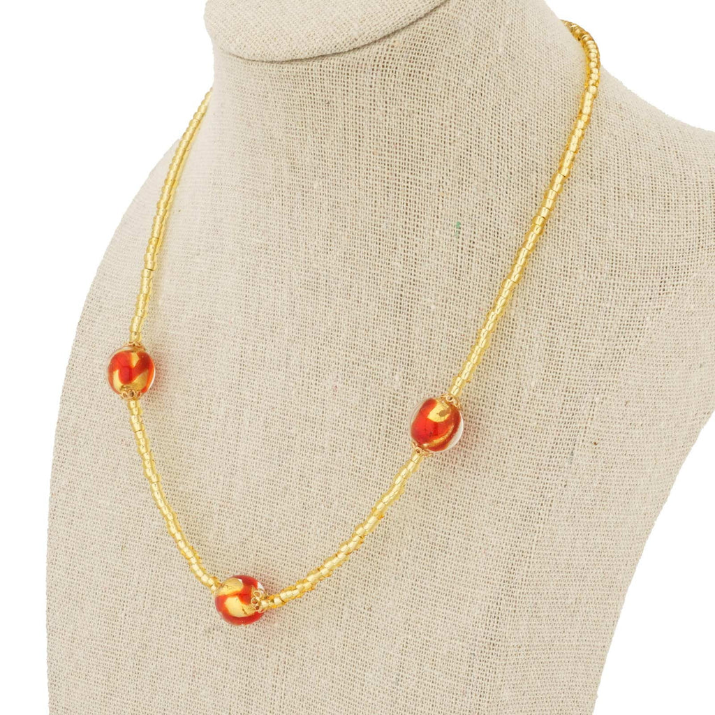 Murano Glass Royal Red Balls Necklace V58413