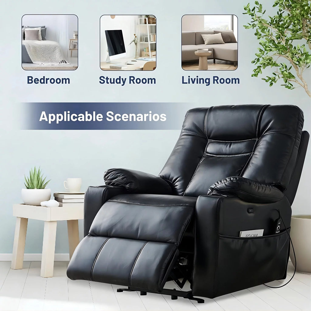 Large Size Black Leather Power Lift Recliner Chair X251