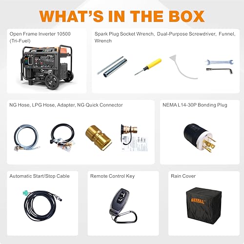 15000W Tri-Fuel Portable Generator with ATS, CO Sensor, Digital Display & 50A Output L106