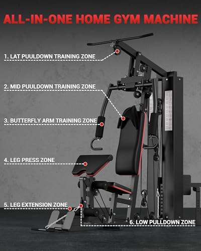 150LBS Weight Stack Multifunctional Home Gym Machine Q771575