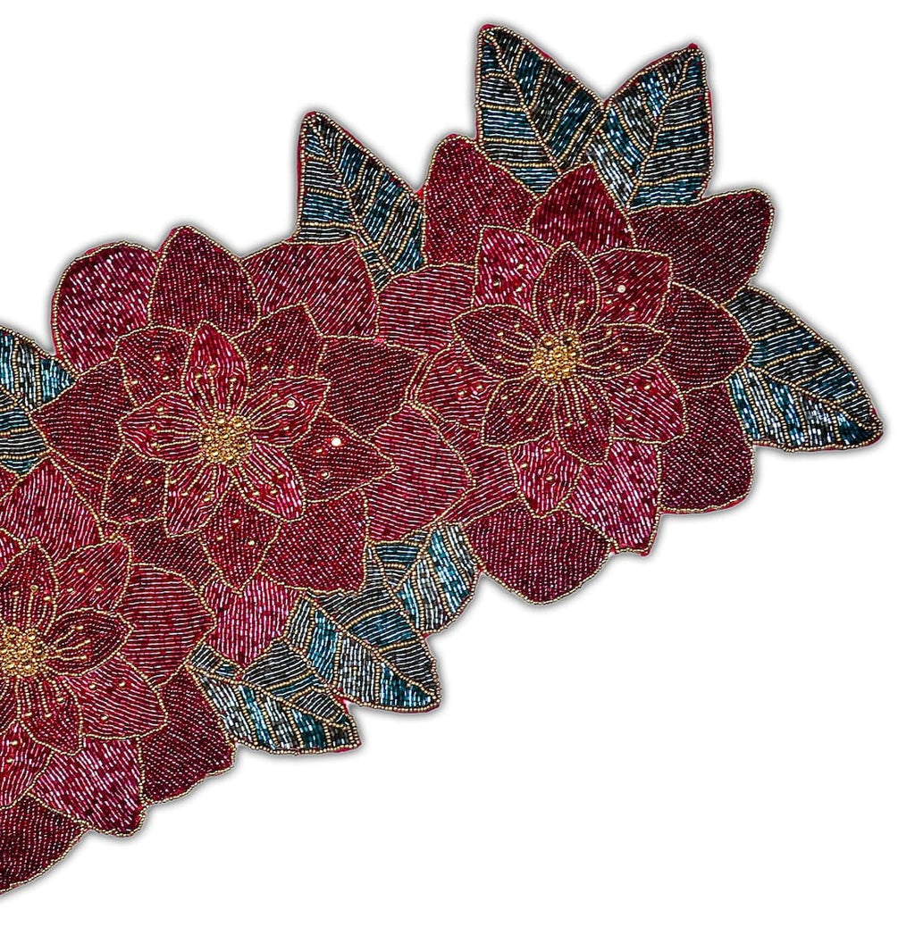 Handmade Beaded Floral Table Runner 13X36 Inch V313446