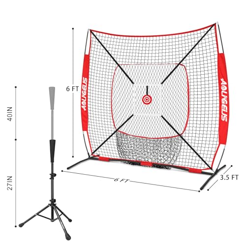 Baseball Softball Practice Net with Batting Tee and Bow Frame L18793