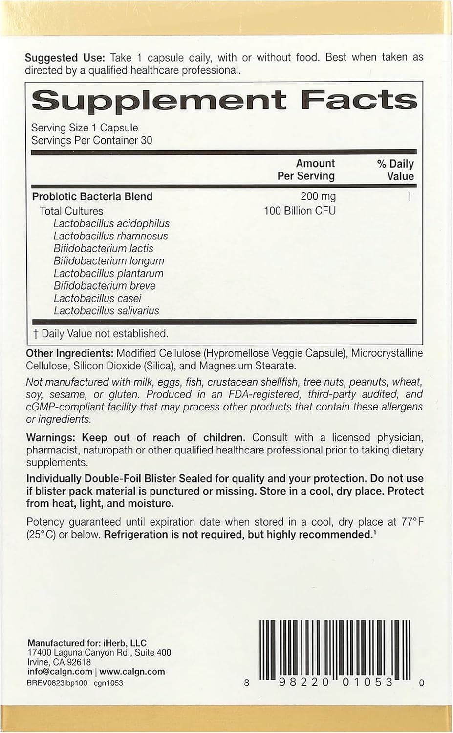 30 Veggie Capsules Probiotics R9730