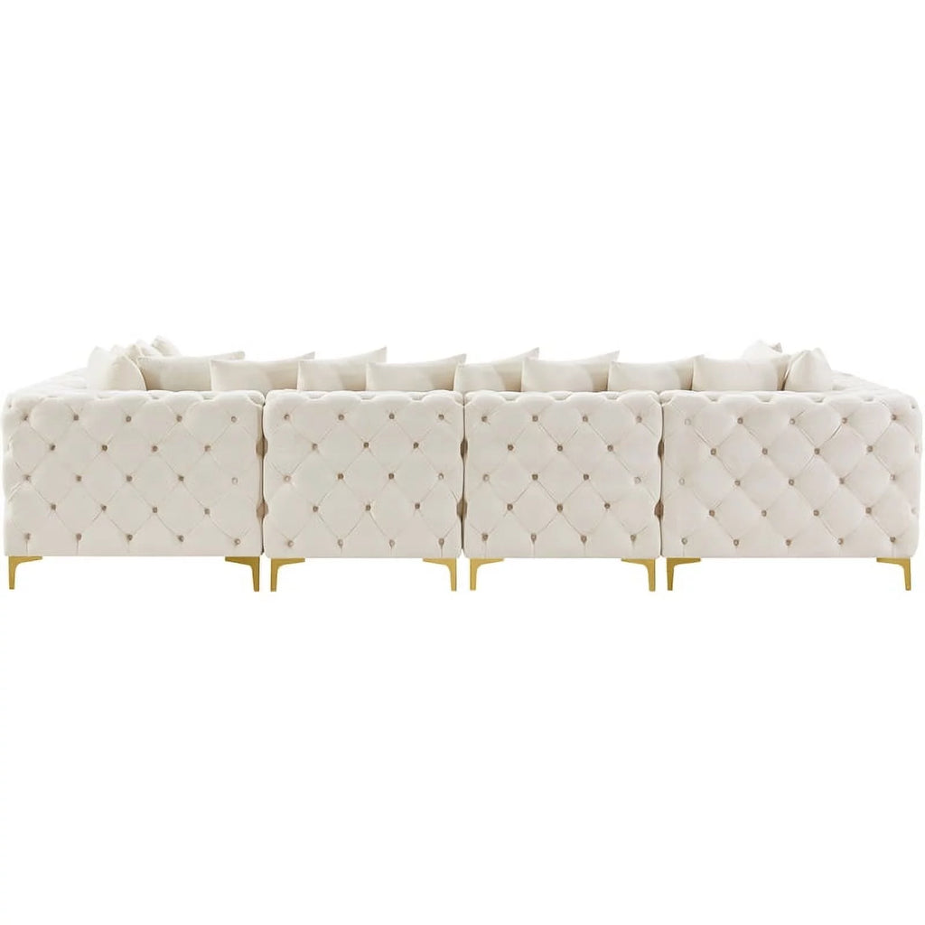 Cream Velvet Modular Sectional Y595