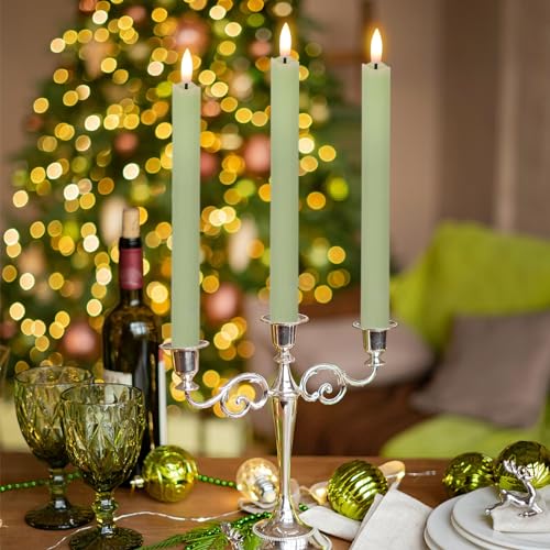 Flameless Taper Candles with Remote, Battery Operated Led Warm 3D Wick Light Real Wax Pack of 6 (Ivory, 0.78 X 9.64 Inch) L7236
