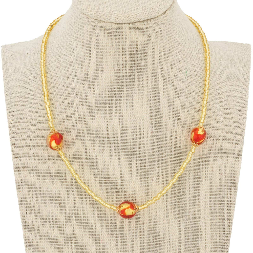 Murano Glass Royal Red Balls Necklace V58413