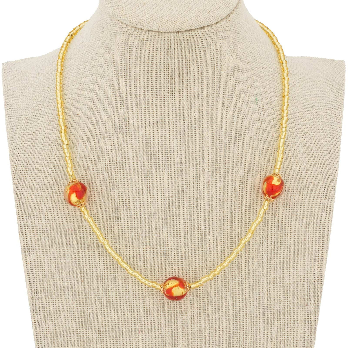 Murano Glass Royal Red Balls Necklace V58413