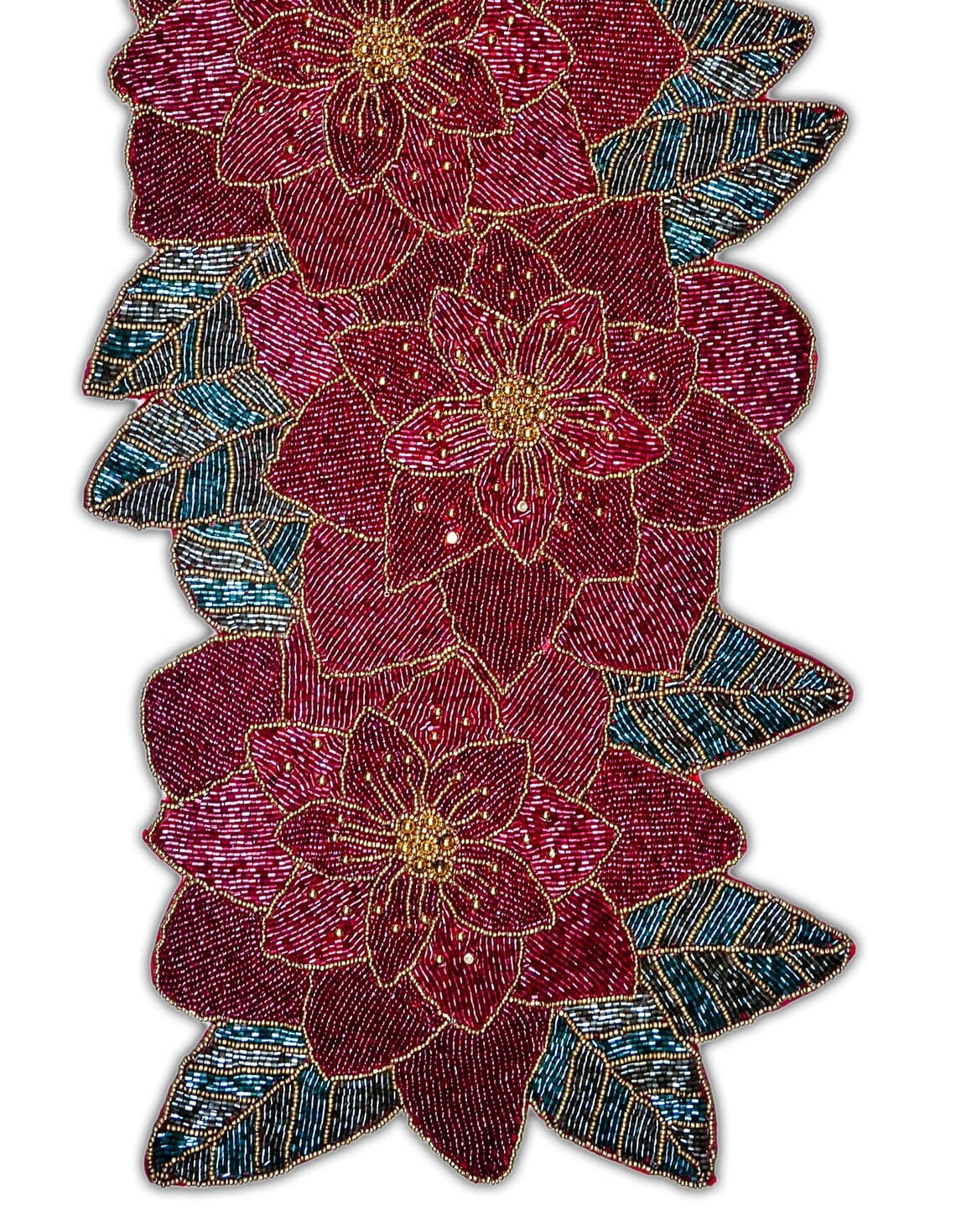 Handmade Beaded Floral Table Runner 13X36 Inch V313446