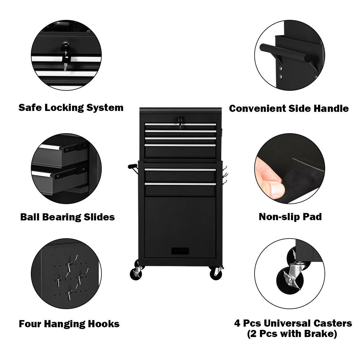 Black Rolling Storage Cabinet Toolbox Z456270