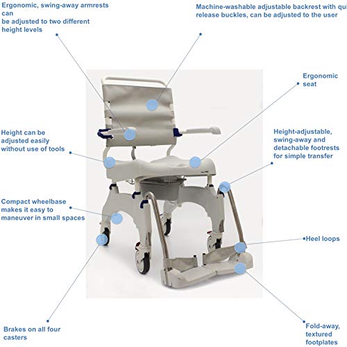 Shower and Commode Chair with Collection Pan, Lid and Pan Support Guide Rail B2358
