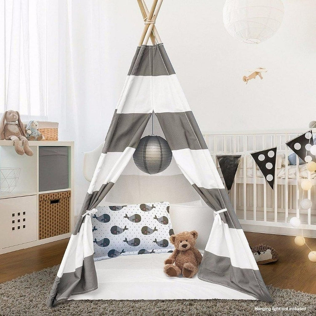 Gray Cotton Canvas Teepee Tent with Carrying Bag N321143