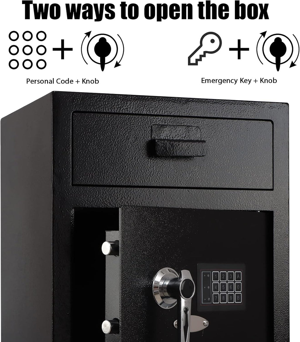 Dual Key Lock Anti-theft Drop Slot Steel Safe Matte Black F5185