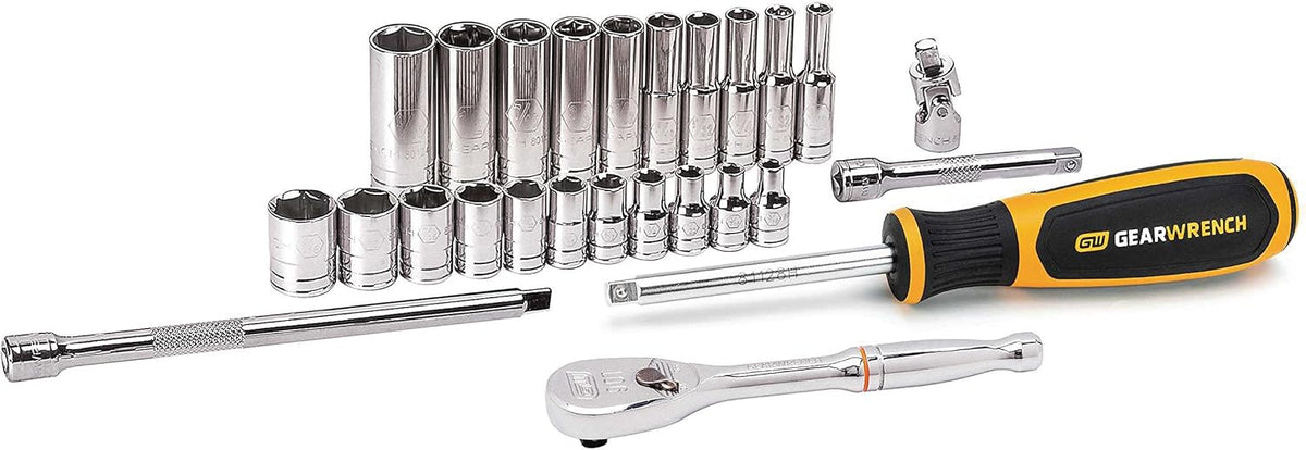 51 Pc 1/4" Drive Standard & Deep SAE/Metric Mechanics Tool Set G35273