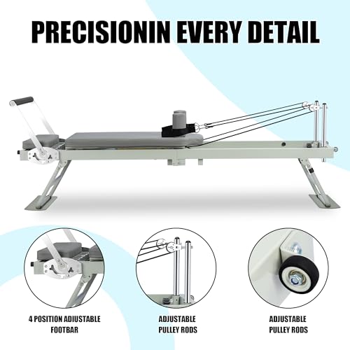 78" Foldable Pilates Reformer Machine with Dual Resistance Springs and Cords P3687