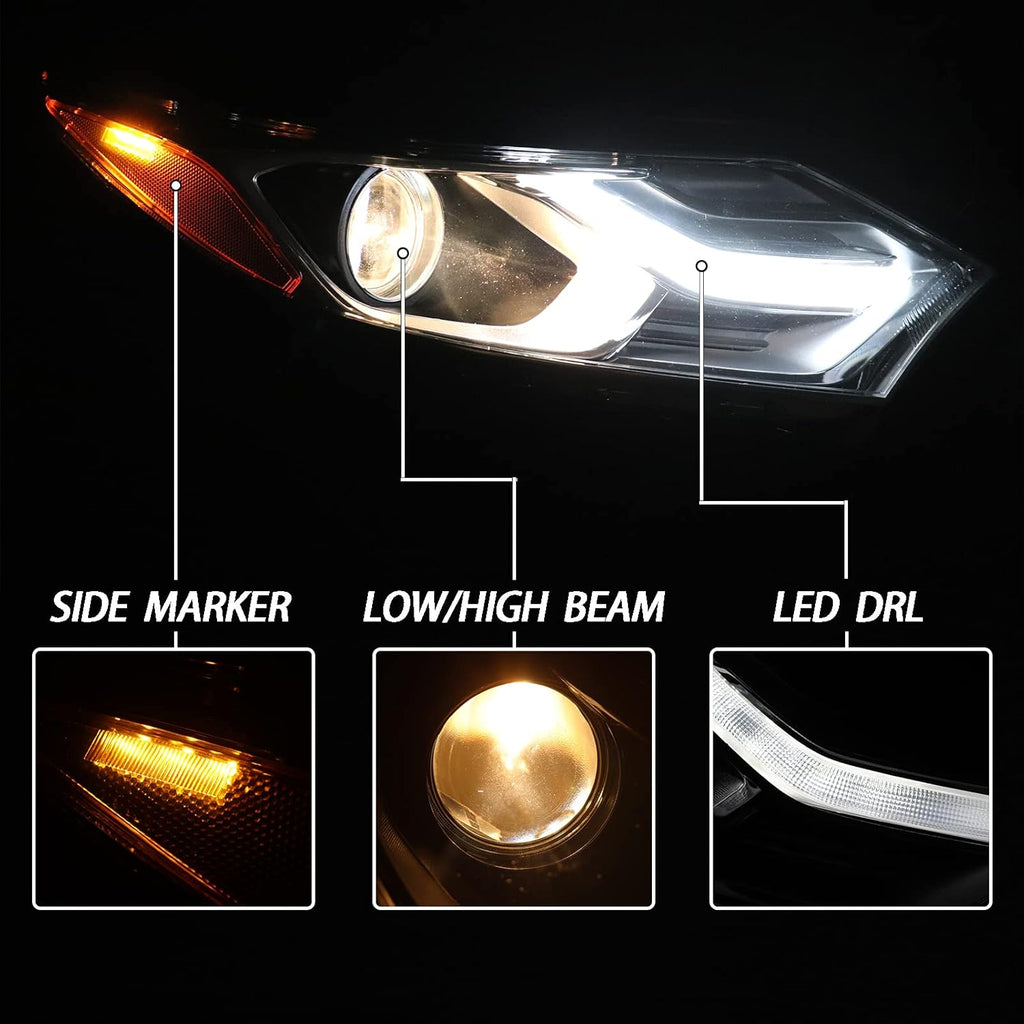 Halogen Headlights Assembly with LED DRL Side Marker Passenger Side K9821