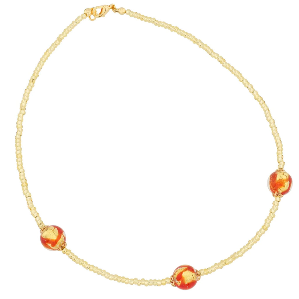 Murano Glass Royal Red Balls Necklace V58413