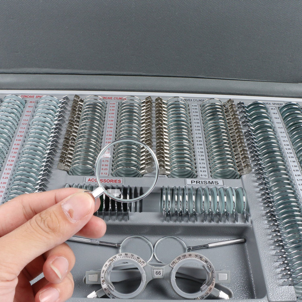 266 pcs Optical Trial Lens Set Metal Rim Aluminum Case O675