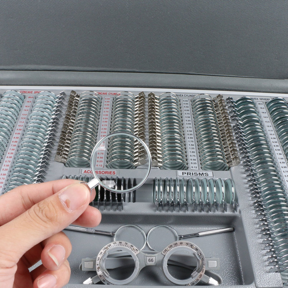 266 pcs Optical Trial Lens Set Metal Rim Aluminum Case O675