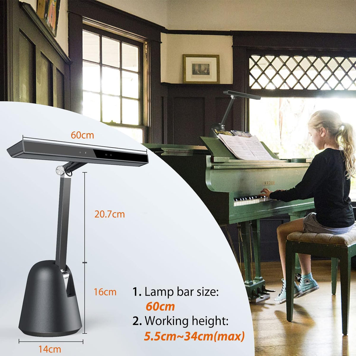 55'' 12W LED Dimmable Piano Lamp X8657