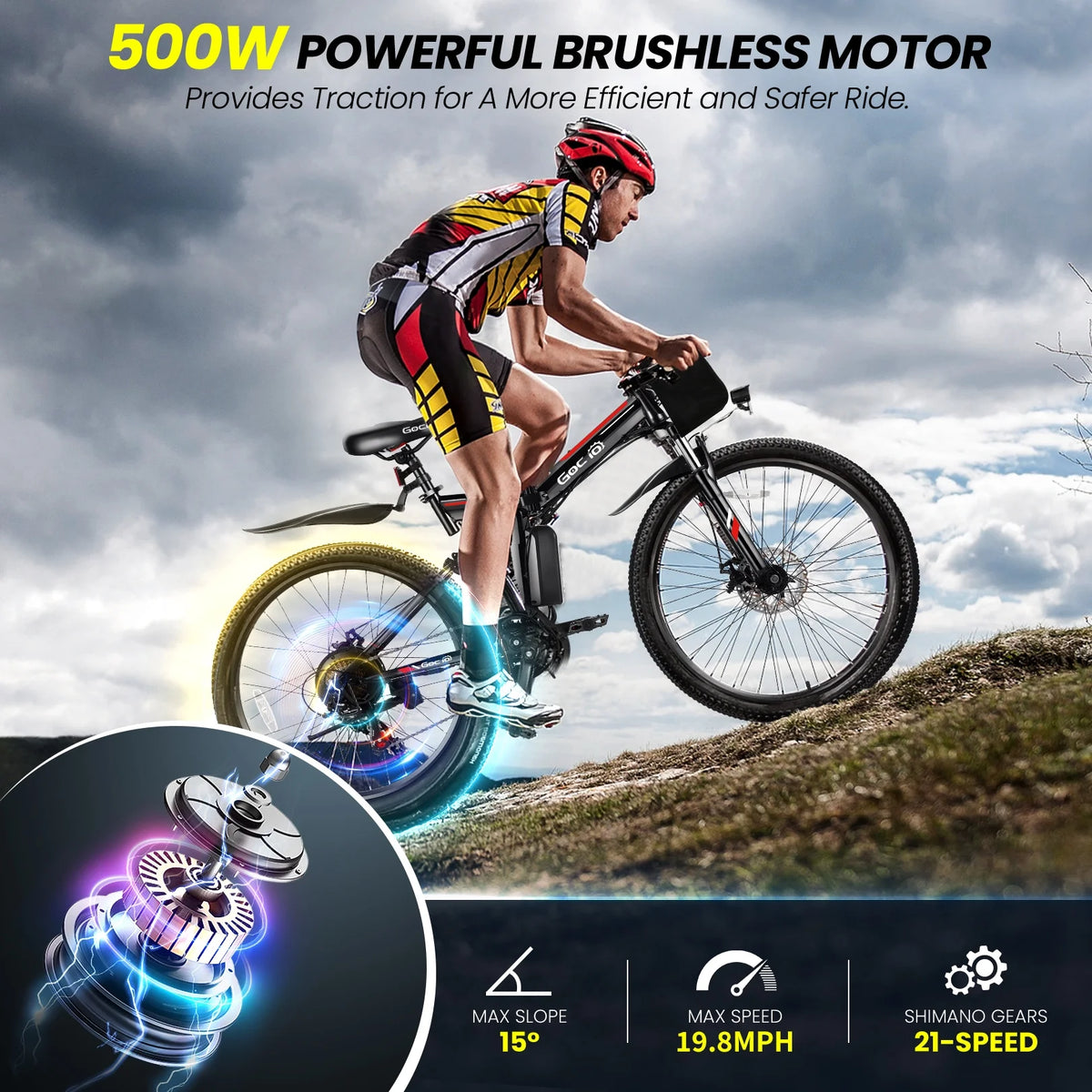500W 26" 48V Full Suspension Folding Electric Bicycle N2143