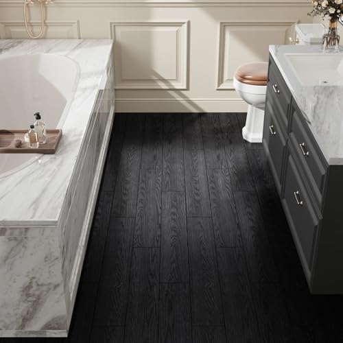 24-Pack Black Vinyl Plank Flooring 6"x36" Self Adhesive E553595