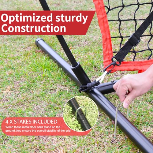Baseball Softball Practice Net with Batting Tee and Bow Frame L18793