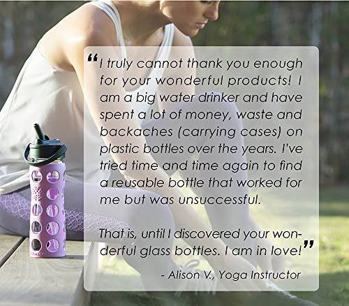 16-Ounce BPA-Free Glass Water Bottle with Silicone Sleeve C951109