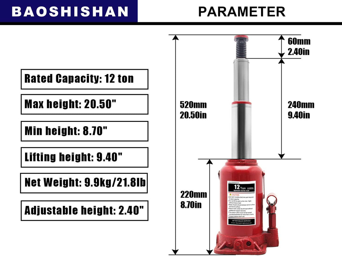 6 Ton Double Ram Hydraulic Bottle Jack A742