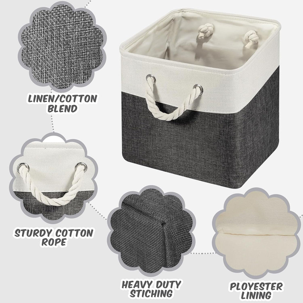 6 Pcs 11 x 11 Inch Fabric Cube Storage Bins with Handles W809