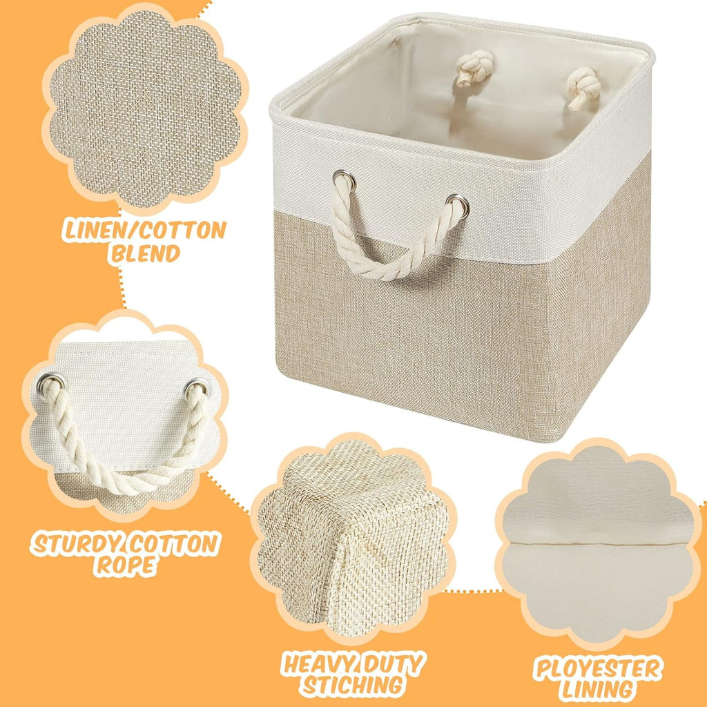 6 Pcs 11 x 11 Inch Fabric Cube Storage Bins with Handles W809