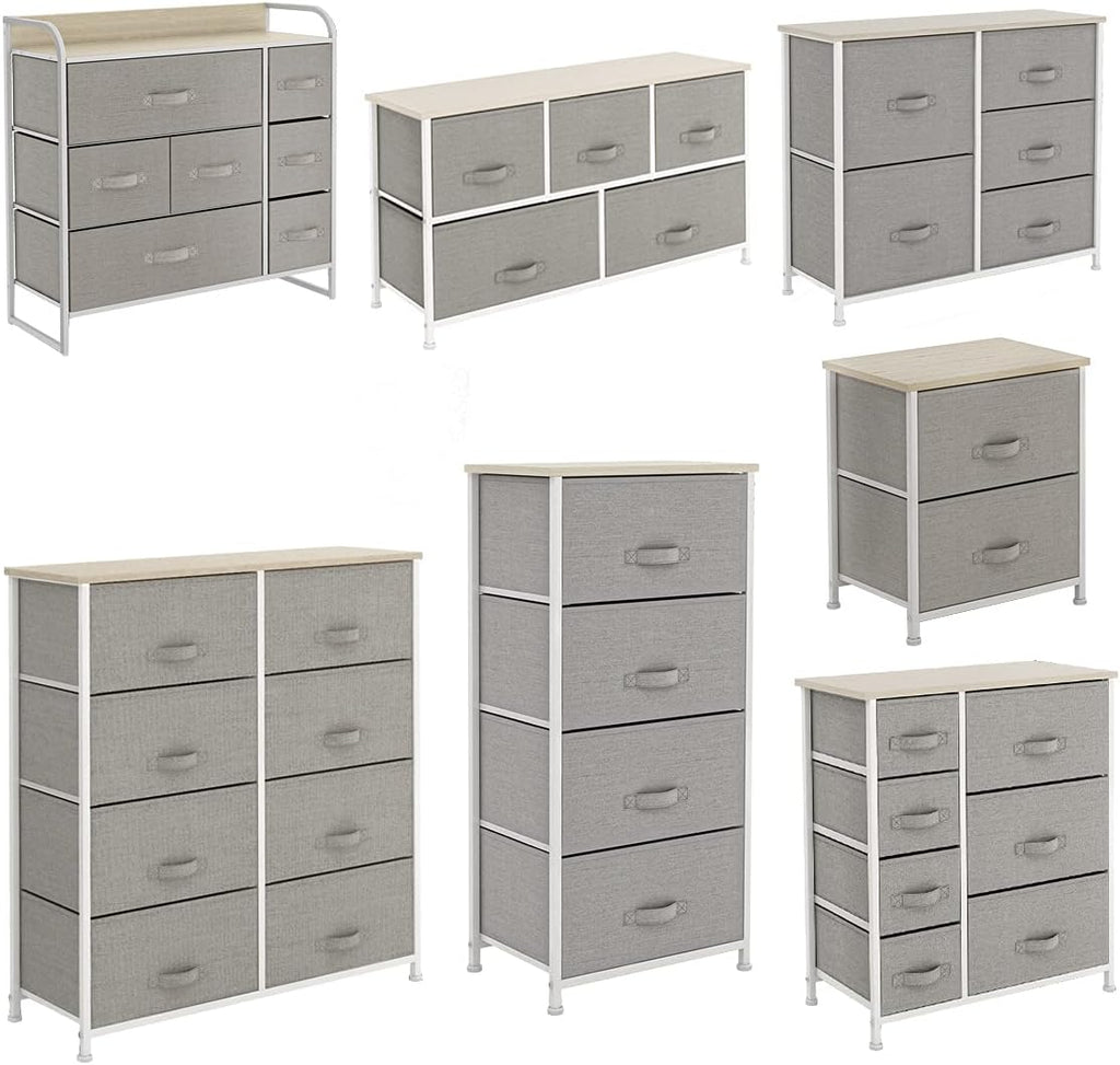 8 Drawer Fabric Dresser with Wooden Top H94617